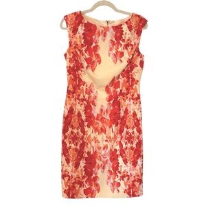 Adrianna Papell Floral Print Crepe De Chine Sleeveless Shift Dress